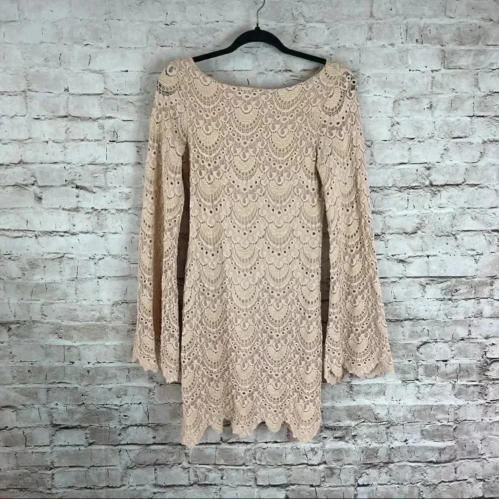 NWT Nightcap Spanish Priscilla Lace Dress Size 2 Nude Criss Cross Open Back $352